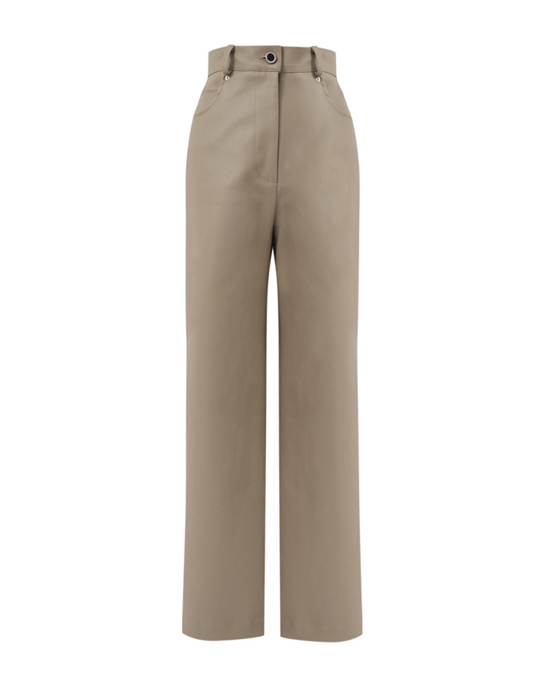Coated Straight Fit Trousers