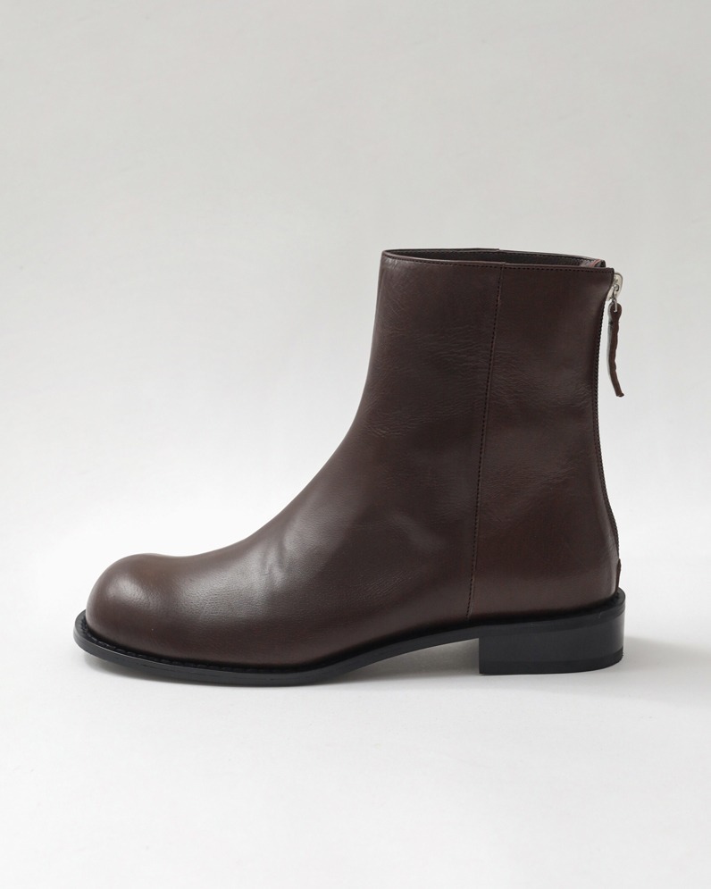 Round Toe Ankle Boots (BROWN)