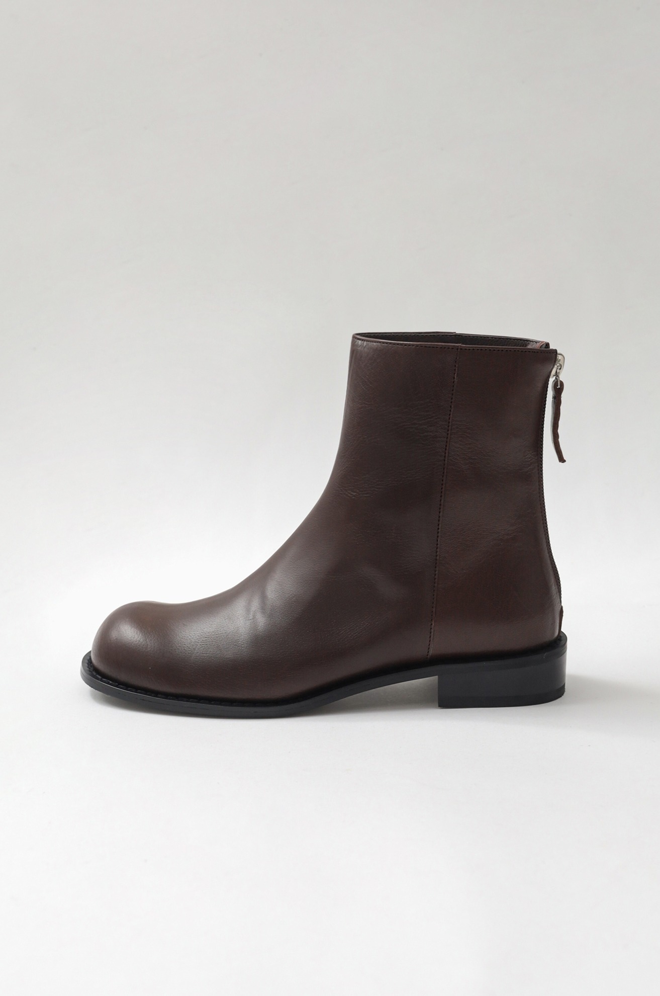 Round Toe Ankle Boots (BROWN)