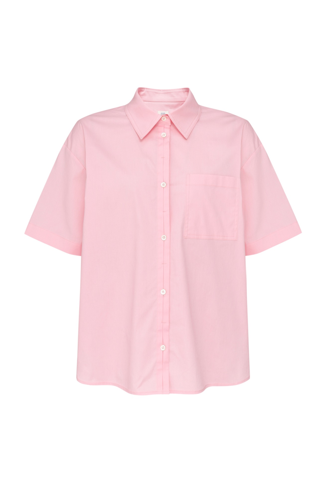 Hideable Button Short Sleeve Shirt (Pink)