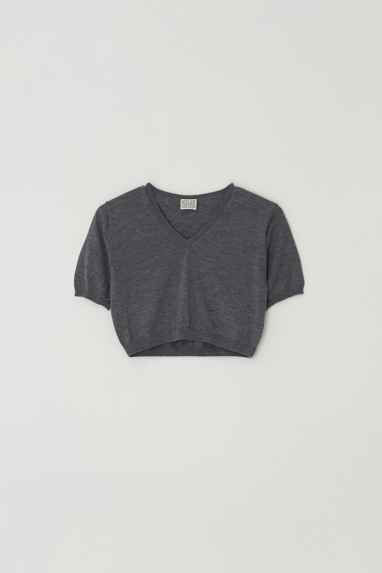 V-Neck Crop Knit (gray)