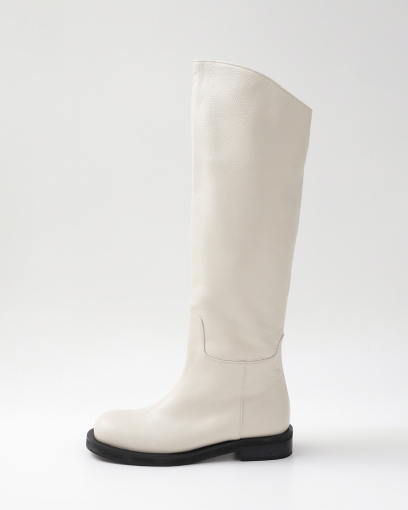 Cow leather long boots (WHITE)