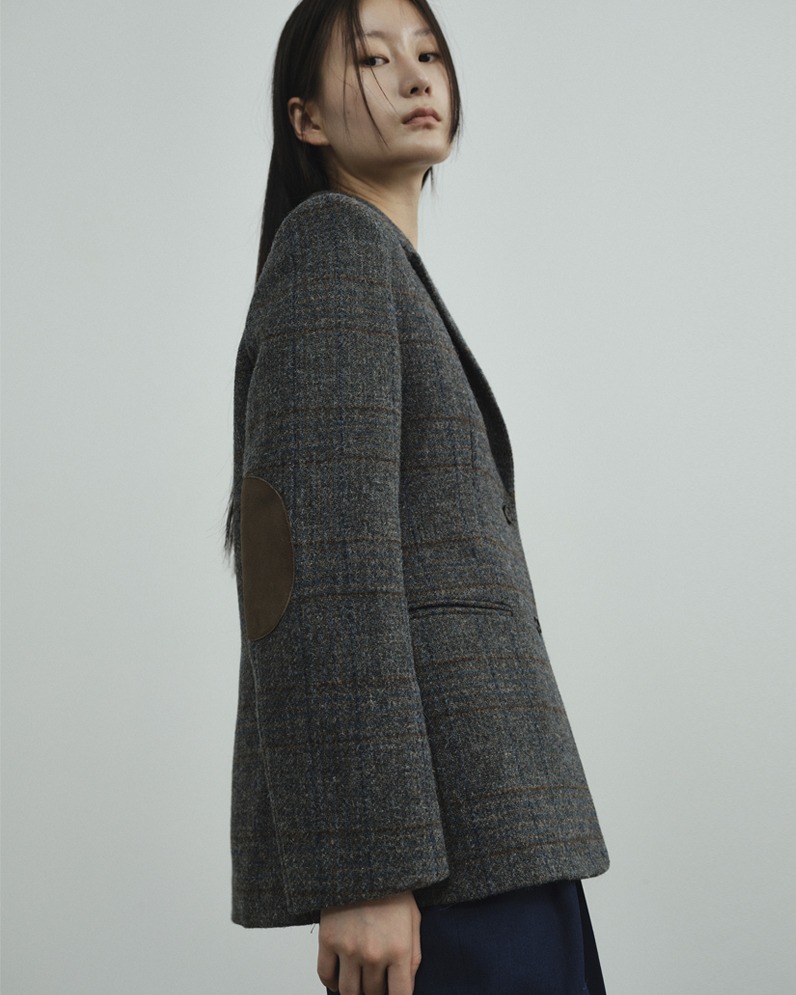 WOOL JACKET WITH SUEDE ELBOW PATCH (KHAKI) ATELIER EDITION 