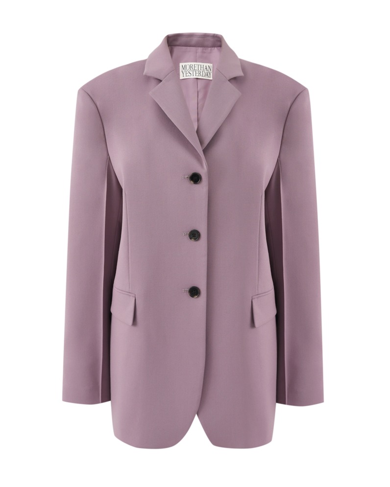 Three Button Blazer with Pintuck at Sleeve