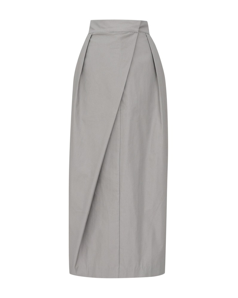 Asymmetrically Pleated Long Skirt