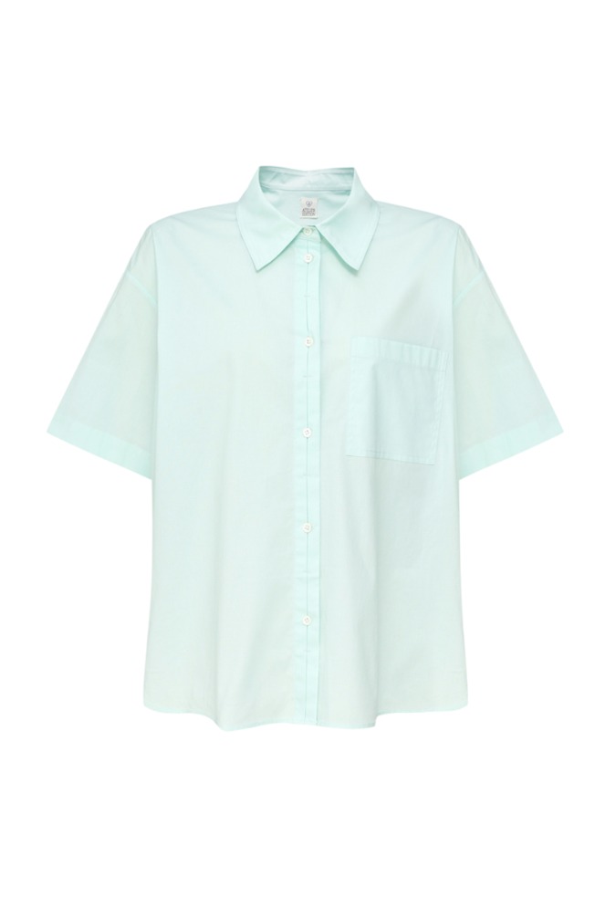 Hideable Button Short Sleeve Shirt (Mint)