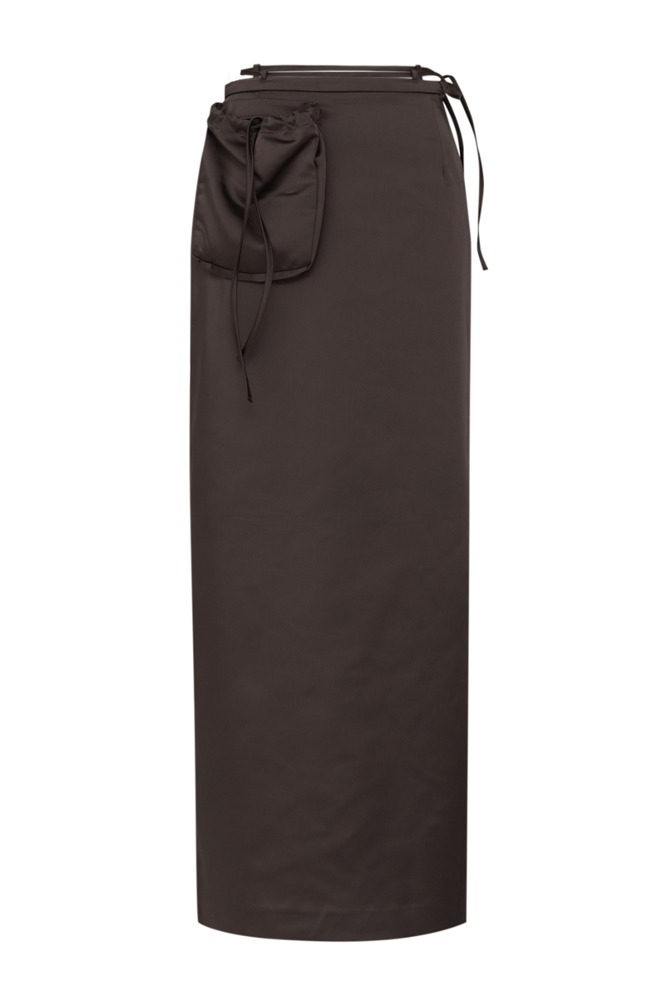 Waist Strap Pocket Detail Long Skirt