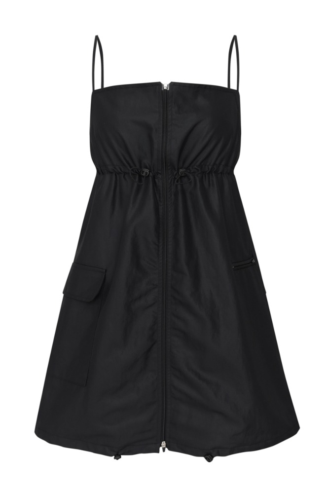 Nylon Ela-String Mini Zip Dress