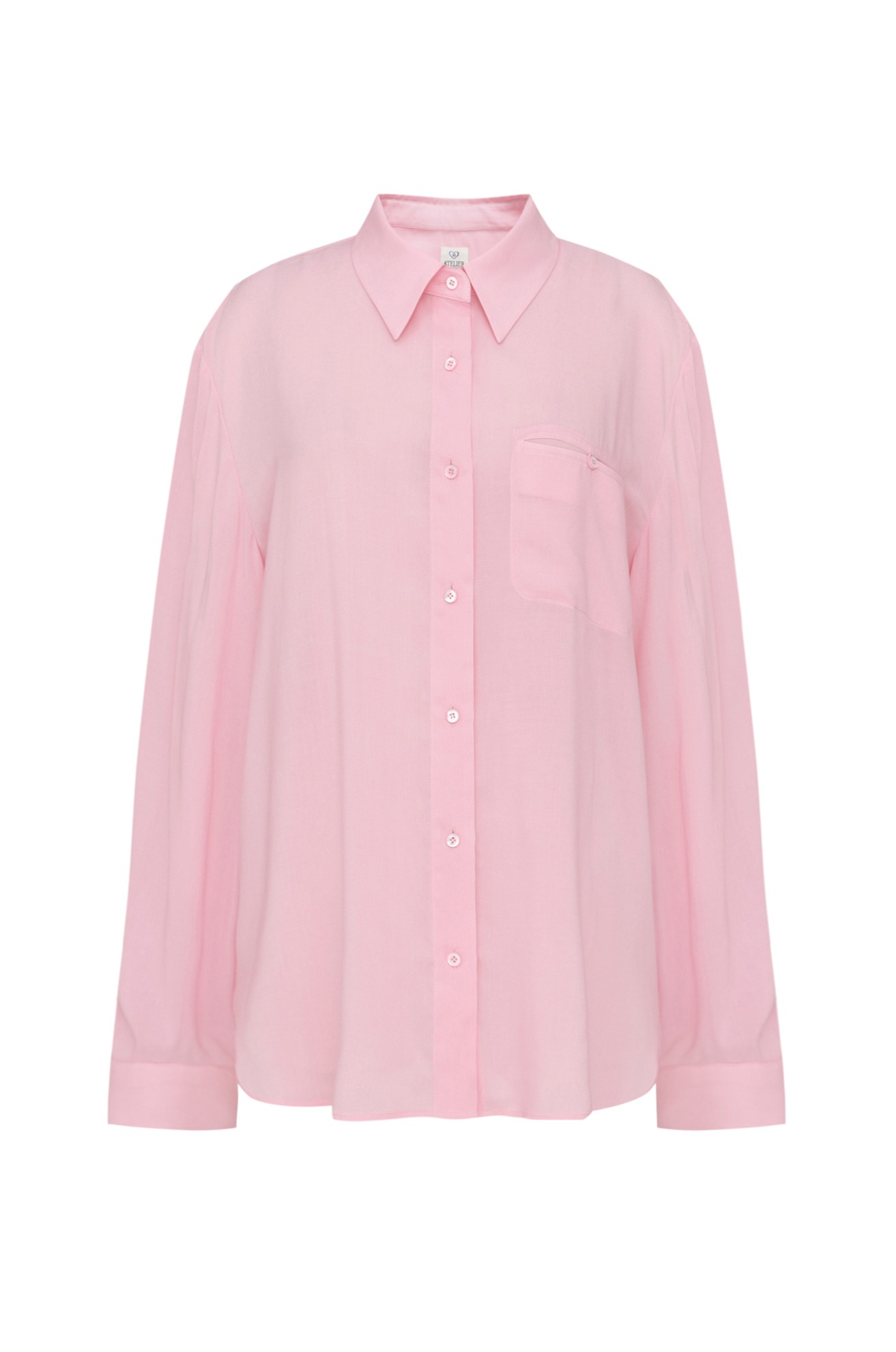 Summer Long Sleeve Sheer Blouse (Pink)