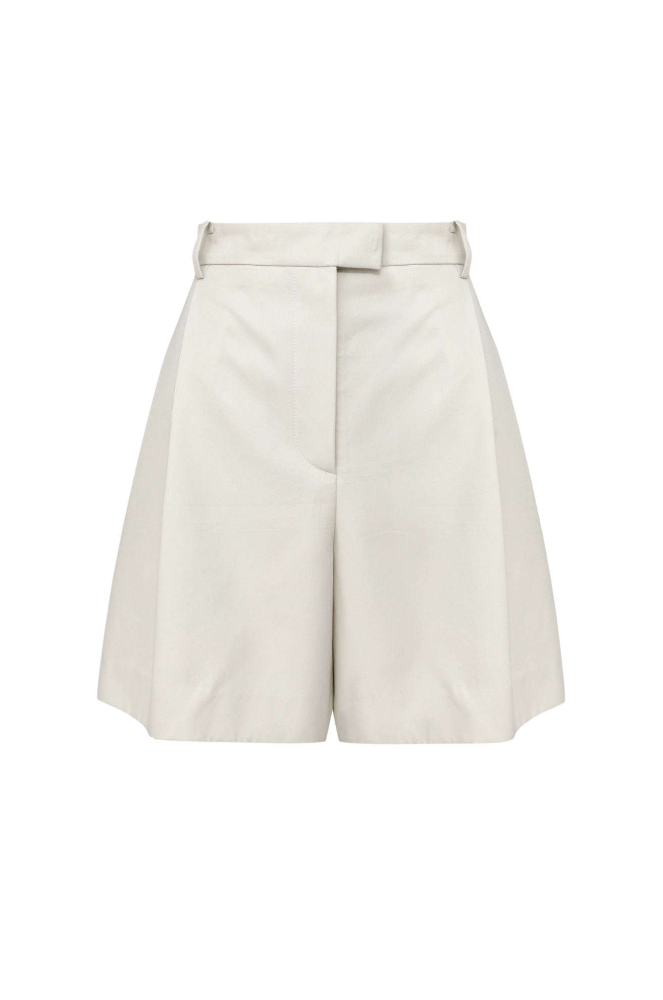 Ventile Cotton Gabardine Pleated Shorts (Cream)