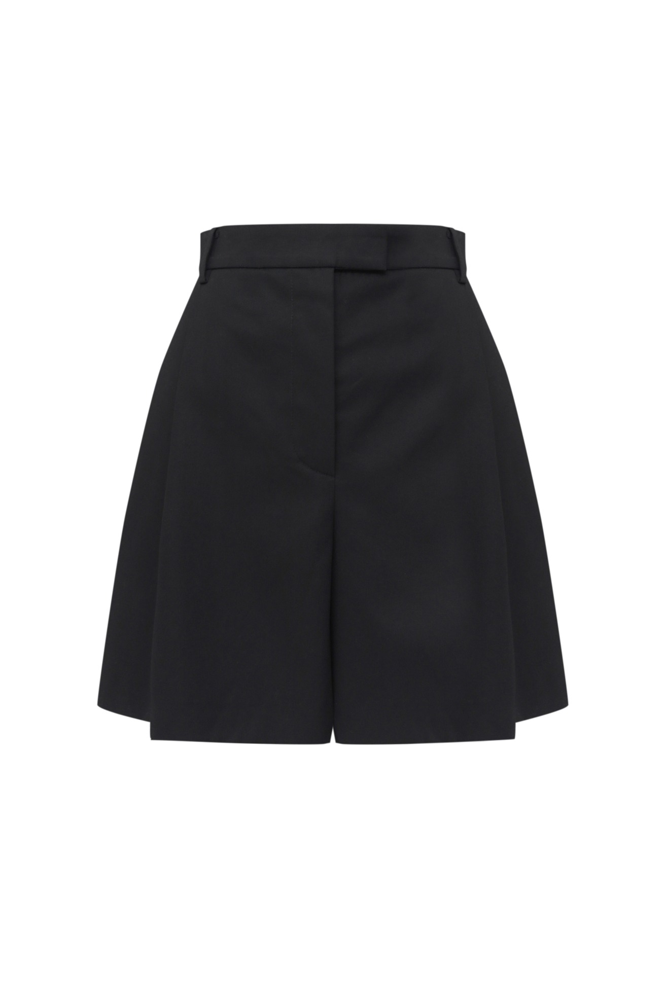 Ventile Cotton Gabardine Pleated Shorts (Black)