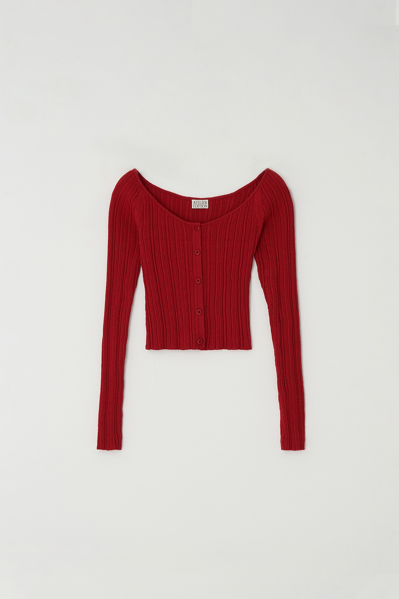 U-Neck Knit Cardigan (red)