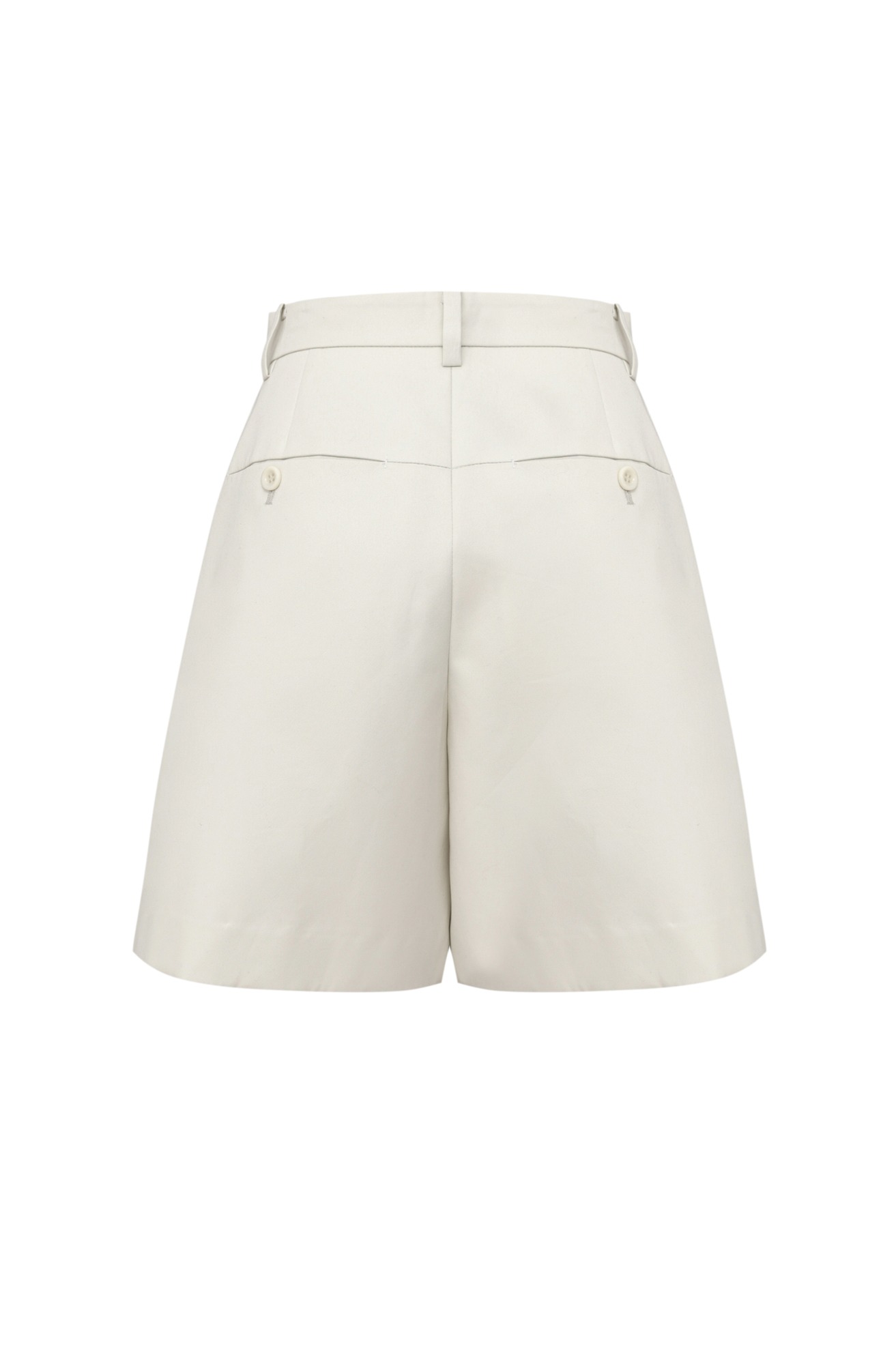 Ventile Cotton Gabardine Pleated Shorts (Cream)