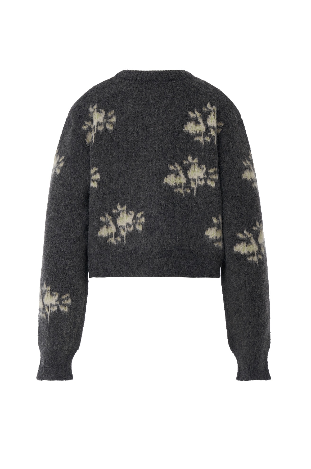 Flower Knit Cardigan  (Charcoal)